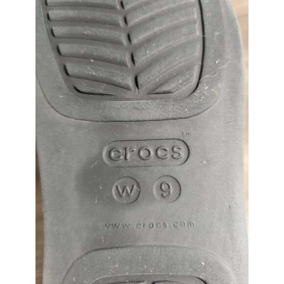 CROCS Women's Size 9 Black Embellished Monterey Diamante Wedge Flip Flop Sandals - Picture 9 of 9